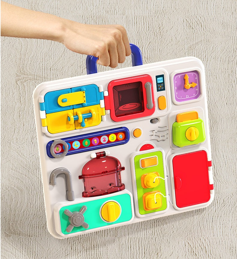 Kids Busyboard with Sounds and Light Lock and Key Door Hinges !