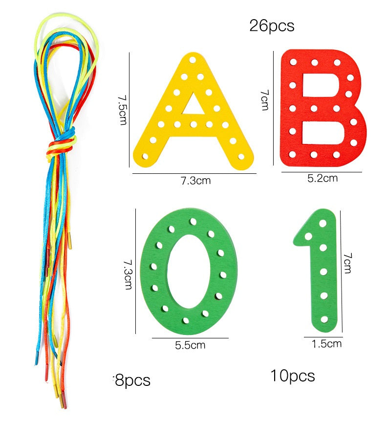 Wooden Alphabet and Numbers Thread String Tracing Pack – HAPPY GUMNUT