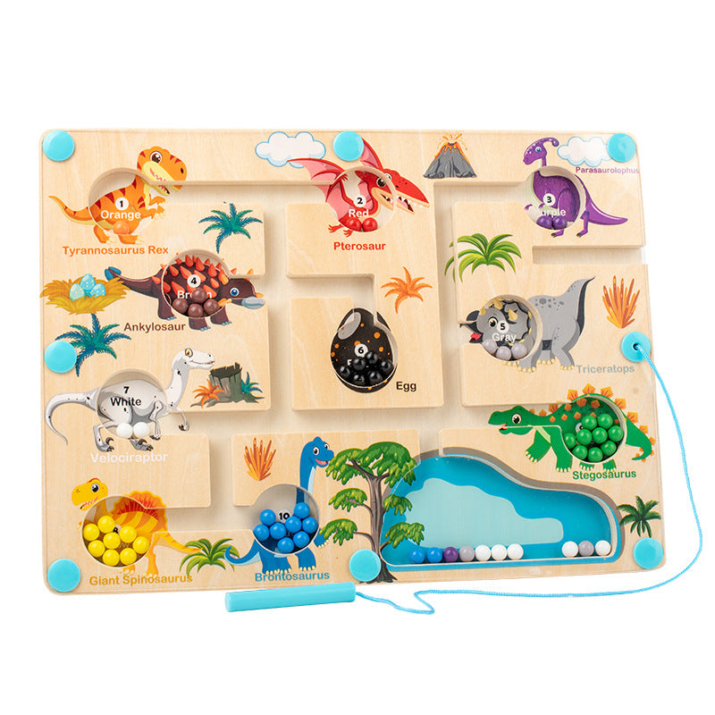 Portable Magnetic Number Beads Pen Sliding Dinosaur Maze Puzzle Board - HAPPY GUMNUT
