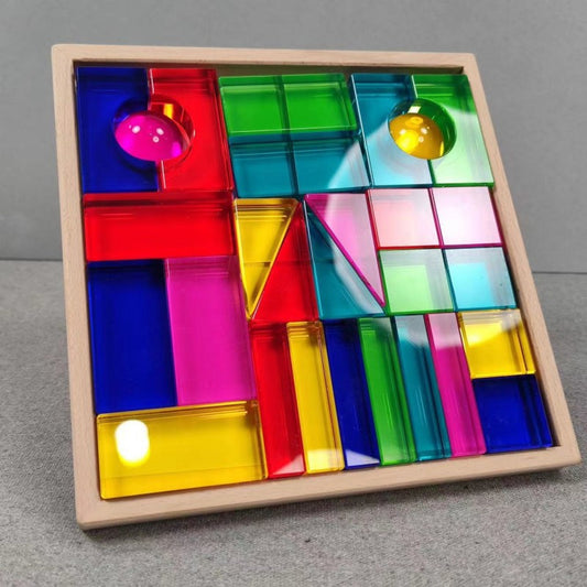 Bright Lucite Shape Blocks Translucent Acrylic Epoxy Geometric Toy