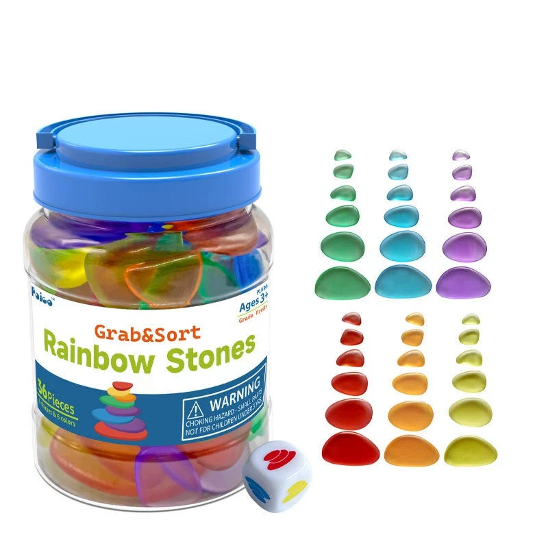 Stack Rainbow Rocks 36 Pcs Transparent Translucent Rainbow Stacking Stones 36 Pieces ...