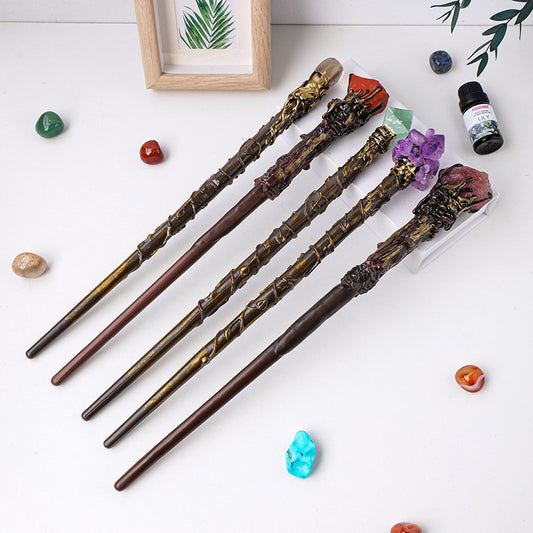 Real Crystal Gemstone Encrusted Magic Wand Staff Cane Kids Costume