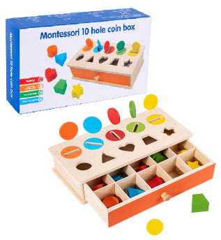 Montessori Object 10 Coin Sorting Activity Box Set Toy