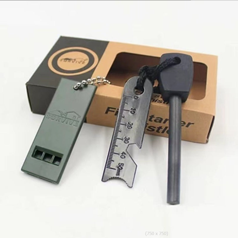 Kids  Wood Scrapper and Flint Striker / 30cm Fire Starter Wax Jute Fire Rope Campfire Lighter