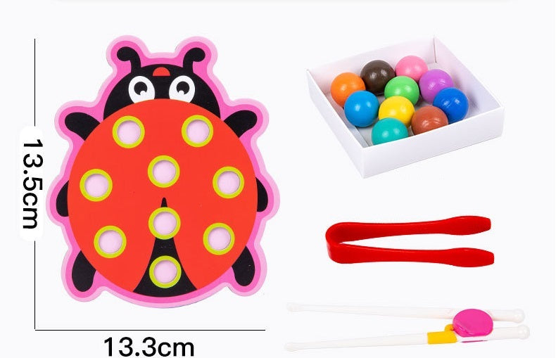 Wooden Bead Clip Pattern Board Colour Matching Game