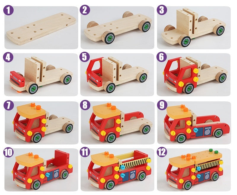 Building Set DIY construction Truck 60+ piece Hammer Pounding Nail Board Wooden Open-Ended Toys