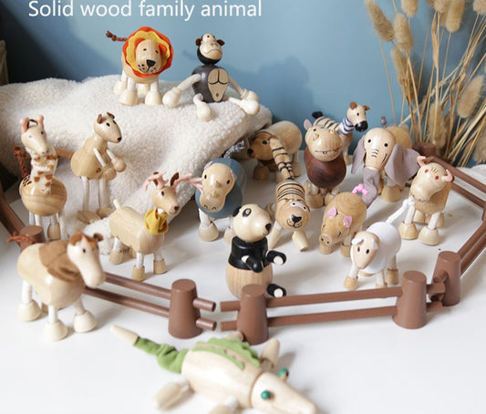 Wooden Jungle Farm Animals With Bendable Joints