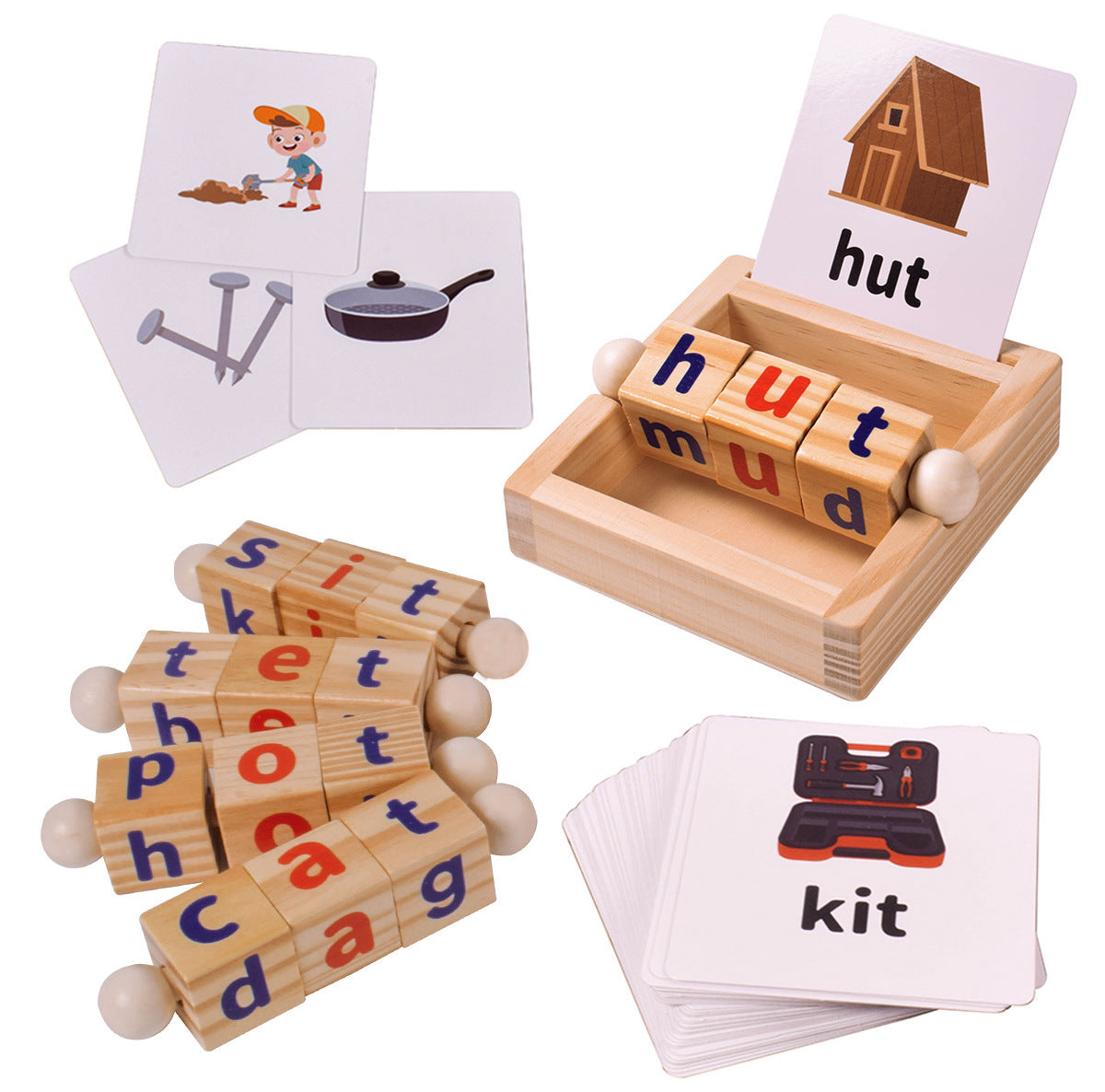 CVC Word Spin and Read Phonic Spelling Learning Game Word Cognitive Pairing
