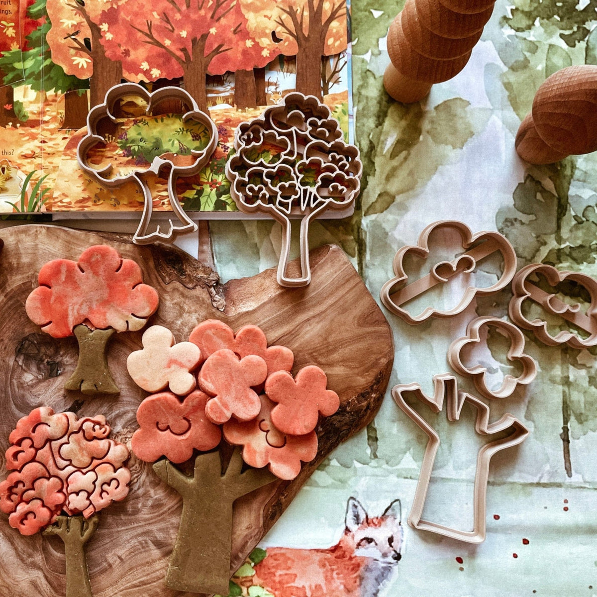 Cookie Play Dough Shape Stencil Construction Sea & Trees