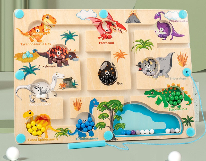 Portable Magnetic Number Beads Pen Sliding Dinosaur Maze Puzzle Board - HAPPY GUMNUT