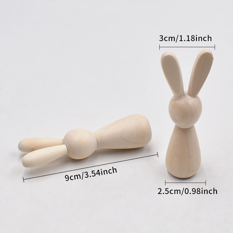 Bunny Rabbit Easter Natural Wood DIY Loose Parts Kids Craft Wooden toys - HAPPY GUMNUT