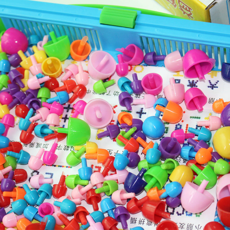 PVC Mosaic Beads Pegs Clip Board Wooden Activity Box