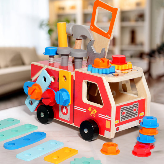 Building construction Truck 40+ piece Hammer Pounding Nail Board Wooden Open-Ended Toys