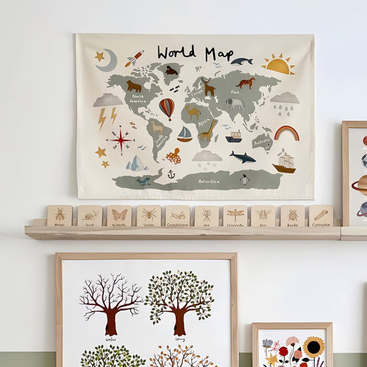 Space Tapestry Kids Nursery Room Fabric Posters World Map or Solar System Decors