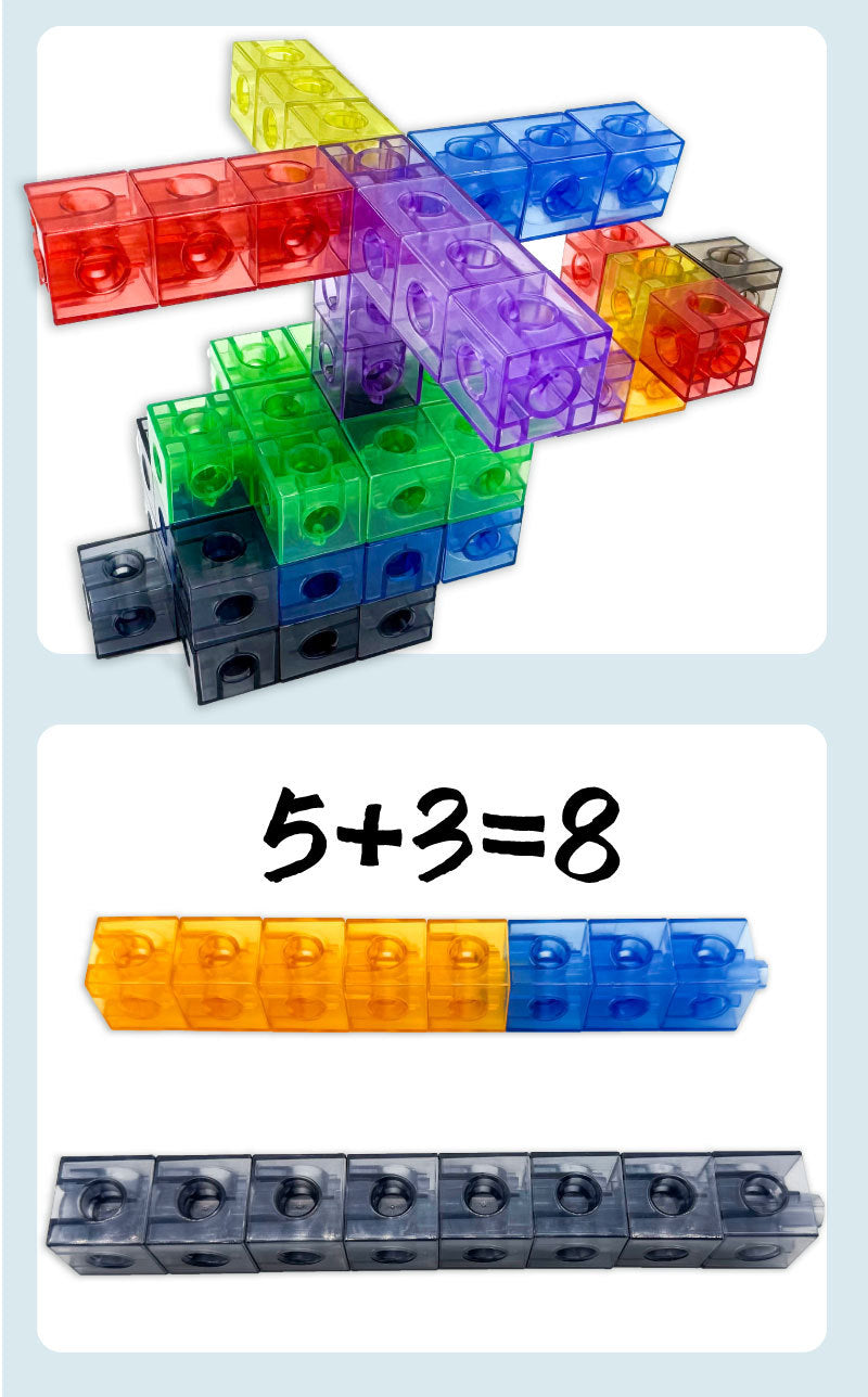 100 Math Cubes Transparent Rainbow Linking Cubes