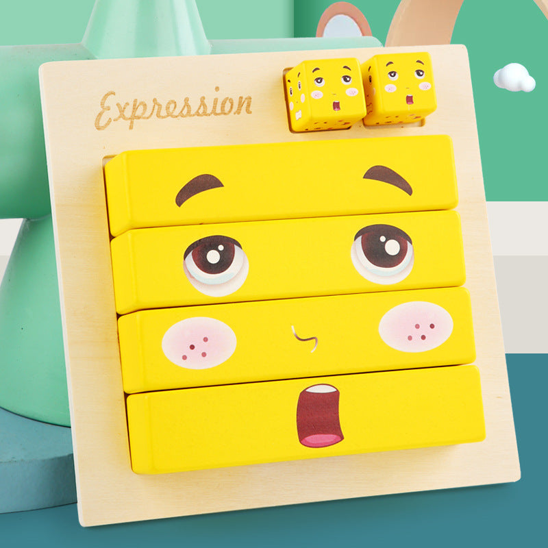 Wooden Board Kids Facial Emotion Emoji Style Expression Learning Puzzle - HAPPY GUMNUT