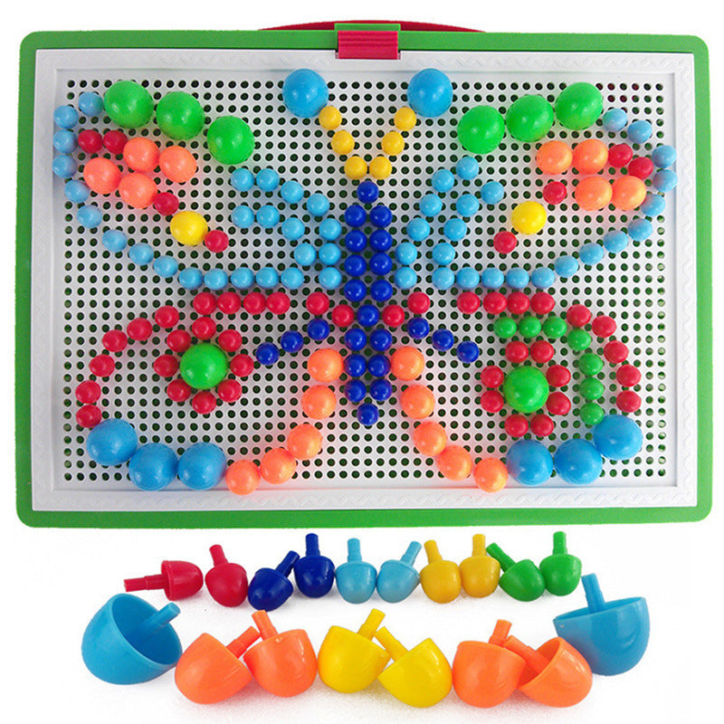 PVC Mosaic Beads Pegs Clip Board Wooden Activity Box