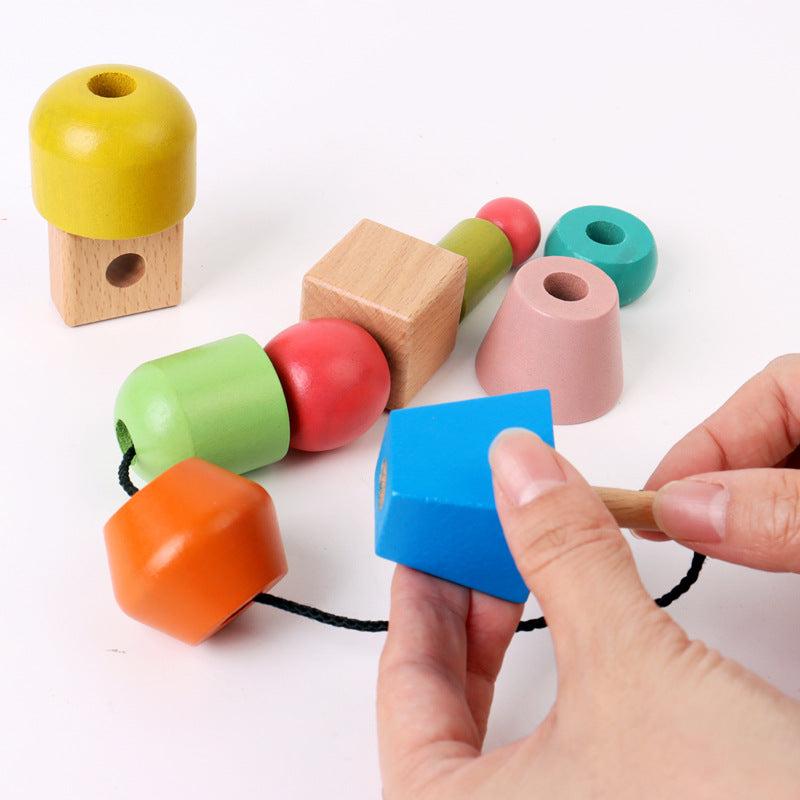Jumbo Beads Sequencing One Pillar Shape Stacker With Flash Cards and Threading