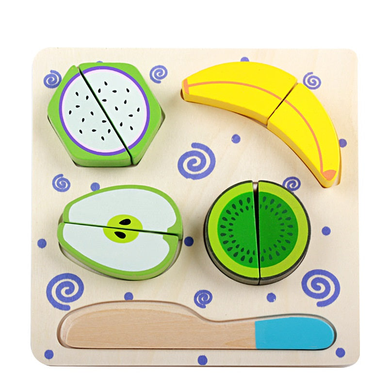 Mini Wooden Velcro Assorted  Food Groups Cutting Puzzle Cutting Board