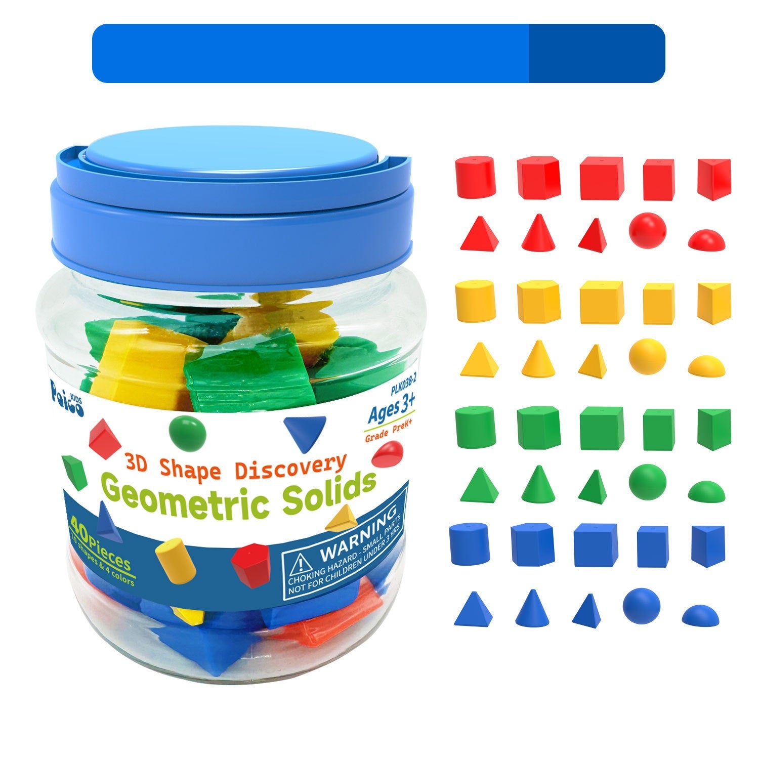 Educational Resources Transparent Geometric Solids in 4 colours 40 Pie ...