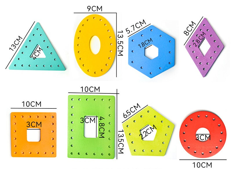 Wooden Lacing Boards Kids Montessori Geometric Shapes Threading Activity Game Childcare Supplies