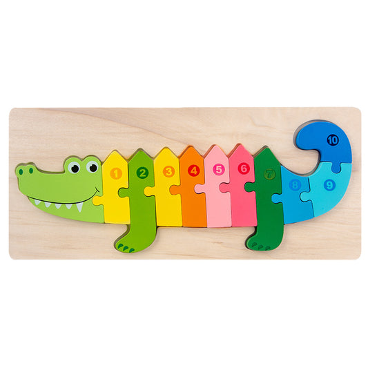 Wooden Numbered Crocodile alligator Puzzle Number Learning 1-10