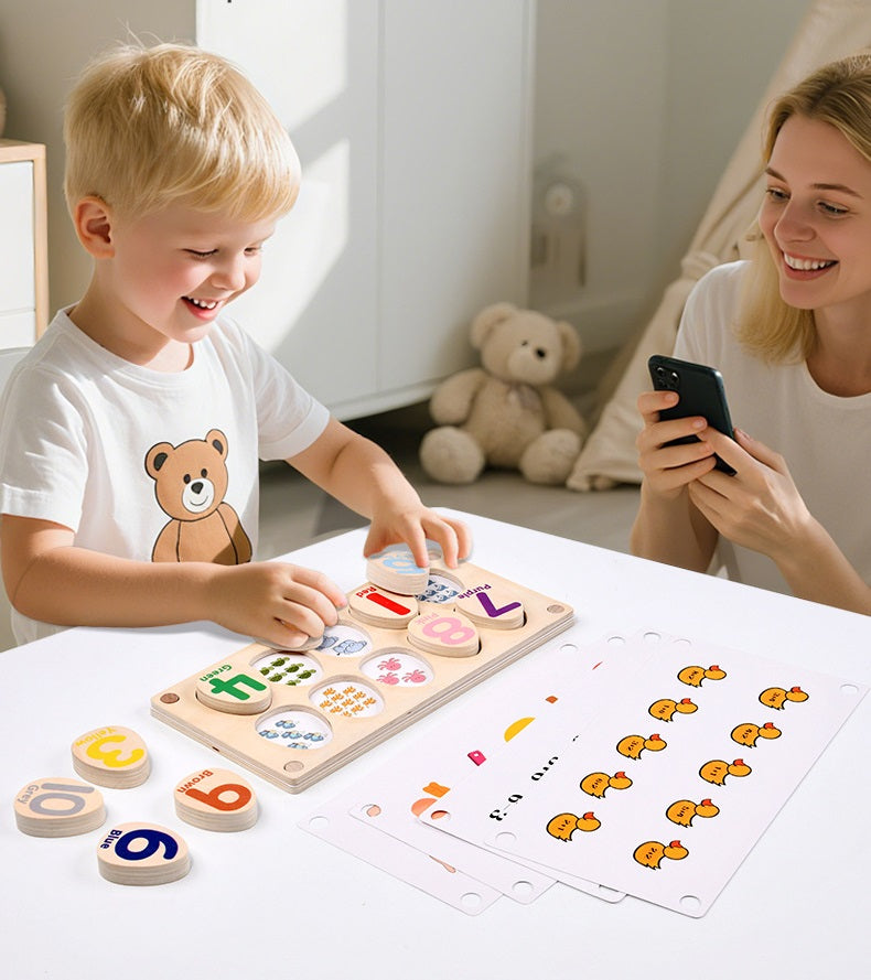 Montessori Wooden Egg Colour Sorting Puzzle With Interchangeable Tray Activity with flash cards - HAPPY GUMNUT