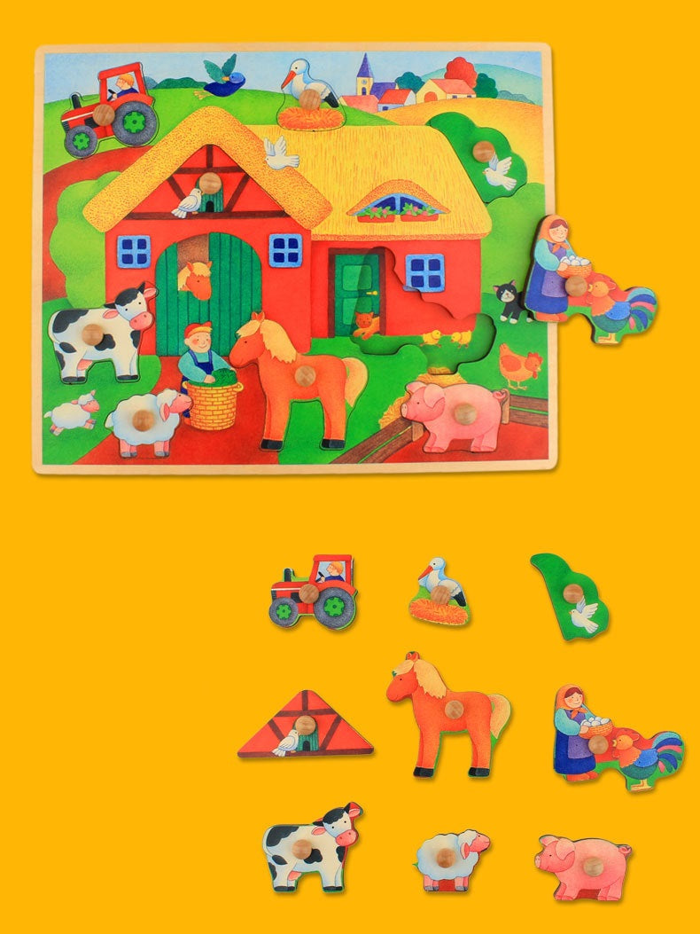 Wooden Big Knob Farm Animals Puzzle board