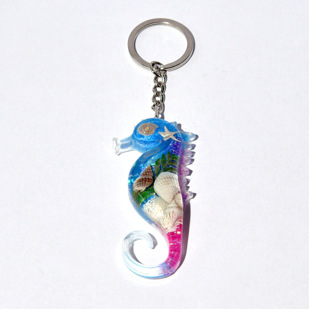 Marine Resin Shapes Keyring With Marine Life Inside