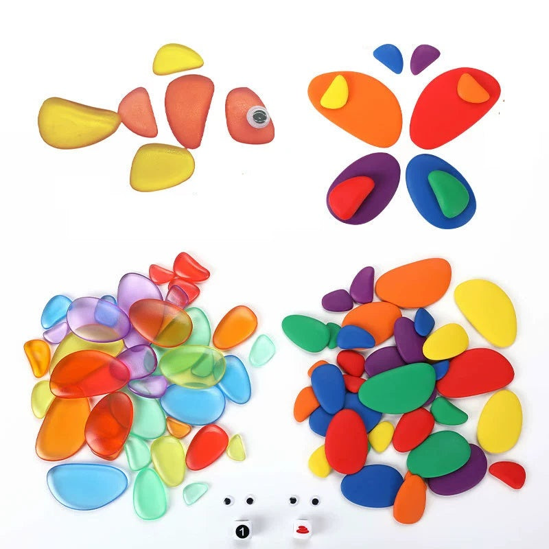 Stack Rainbow Rocks 36 Pcs Transparent Translucent Rainbow Stacking Stones 36 Pieces ...