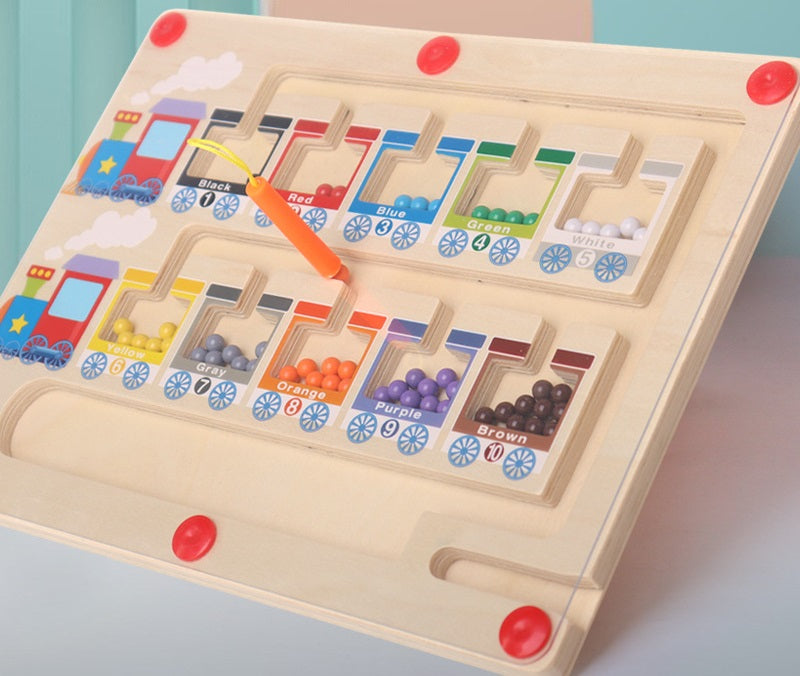 Magnetic Pen Sliding Colour Number Sorting Busy Board (Train Theme)