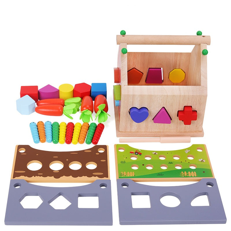 Montessori Multi Activities Geomatric Shape Sorting Box Toddler Fine Motor Skill  Wooden Toy