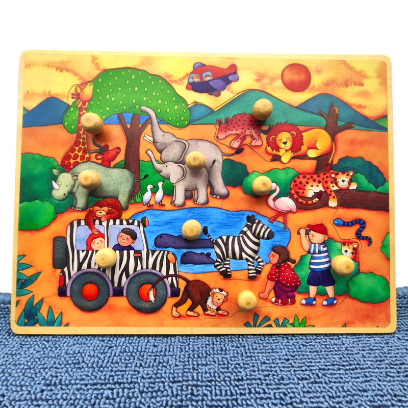 Kids Educational Wooden Knob Puzzles Forest Animals Vehicles Farm Puzzles for Children - HAPPY GUMNUT