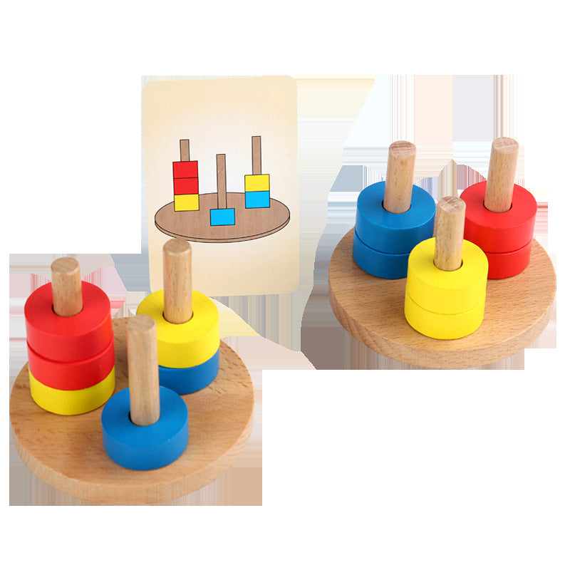 Basic Montessori 2 set 3 Column Sequence Beads Stacker Toy With Flash Cards