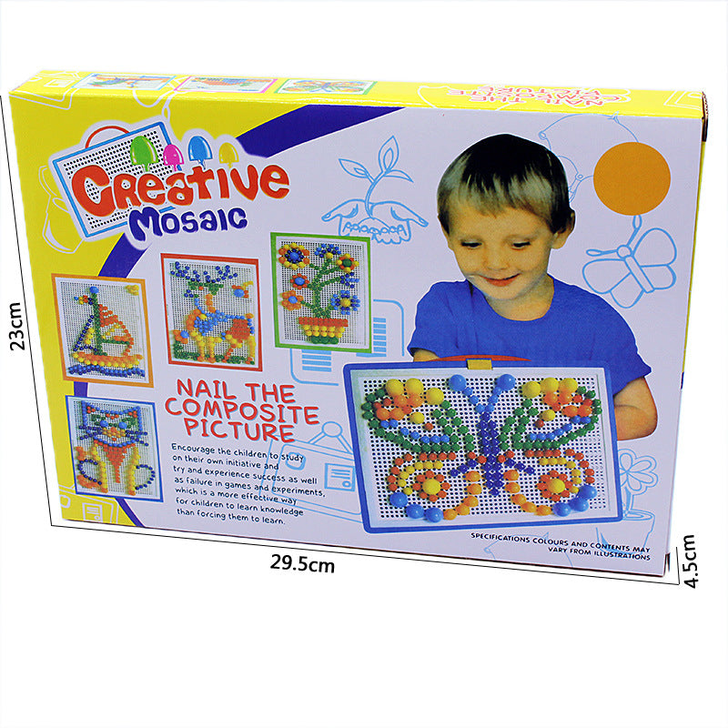 PVC Mosaic Beads Pegs Clip Board Wooden Activity Box