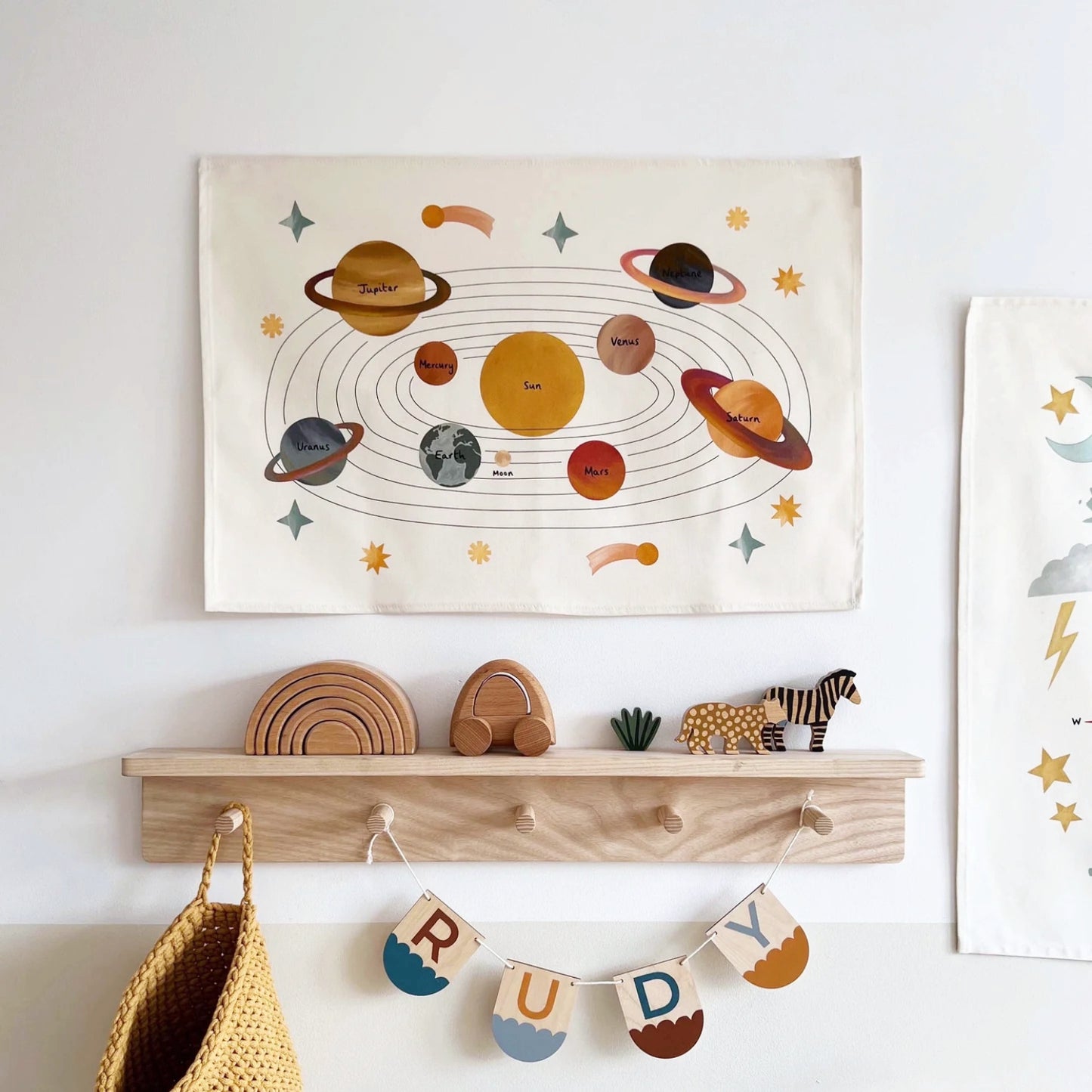 Space Tapestry Kids Nursery Room Fabric Posters World Map or Solar System Decors