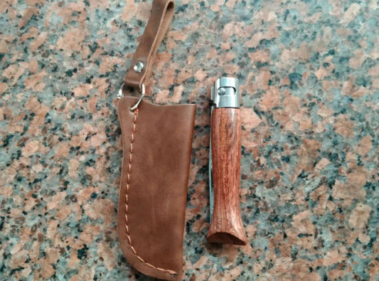 Kids Wood Leather Strap Holder for belt For Caving Tool Retractable Whittling Knife