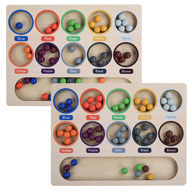 Montessori Colour Beads Sorting Tray Tong Transfer Activity