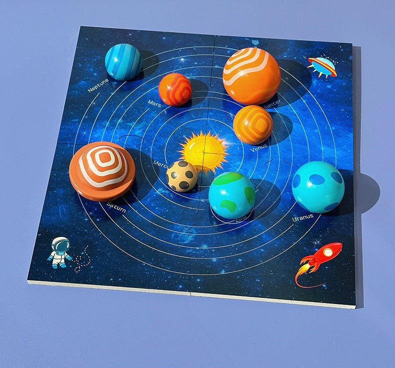 Solar System Model Puzzle Large Montessori Solar system Model puzzle with Planets Board With Boo ...