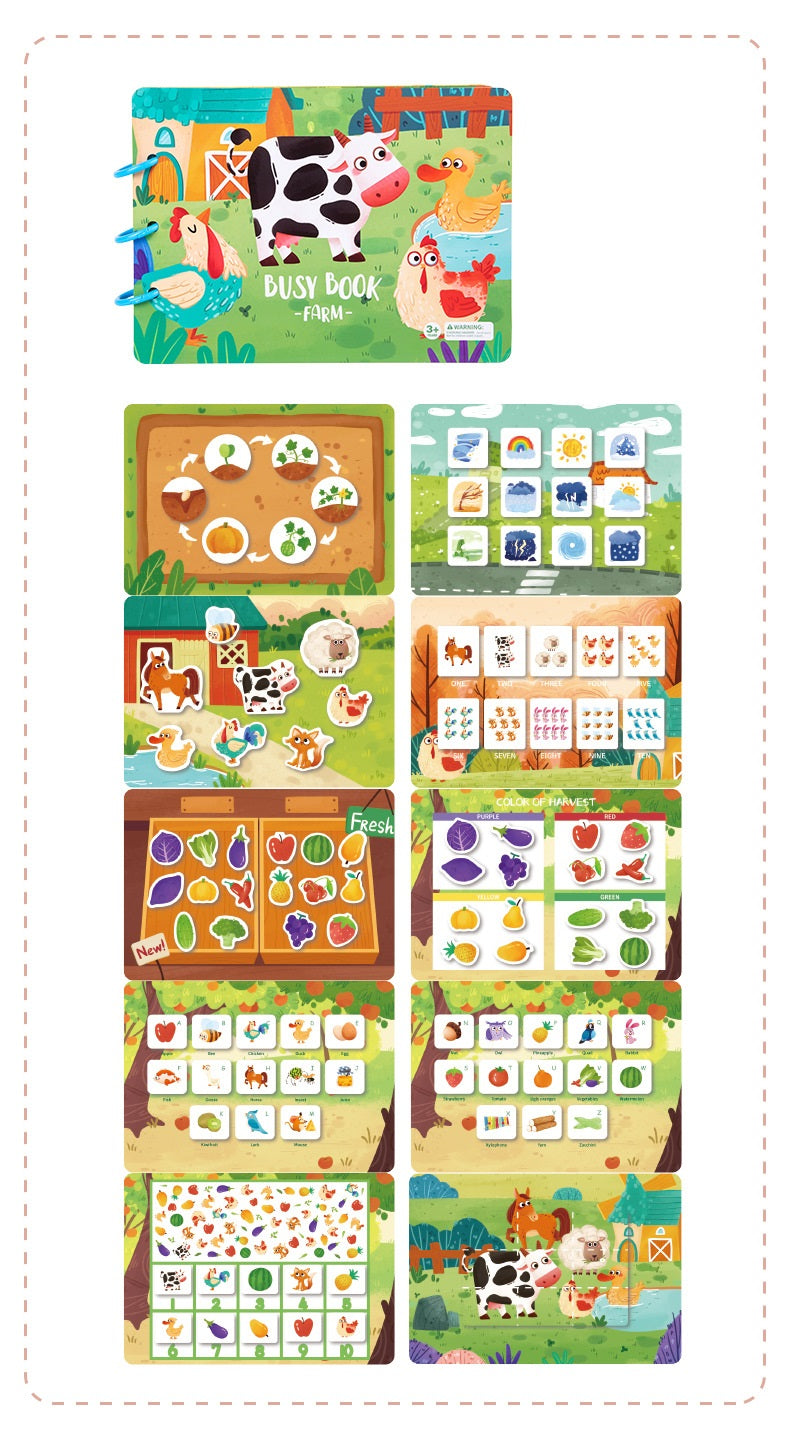 Farm Animals Busy Book Quiet Book Activities Numbers Puzzle Game