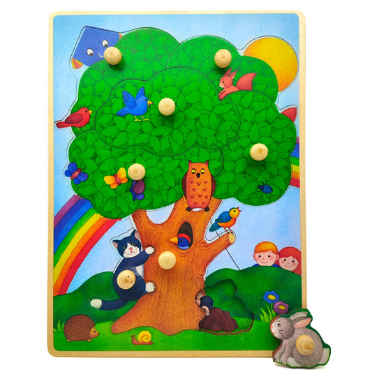 Wooden Big Knob Forest Animals Tree Theme Puzzle board