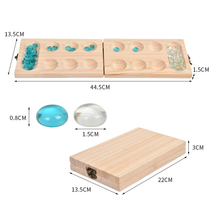 Large Wooden Mancala Portable Family Board Game Marble Pebble Shuffle Swap - HAPPY GUMNUT