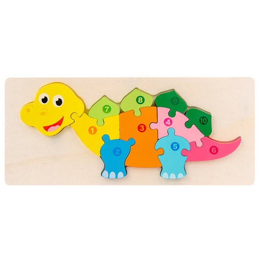 Wooden Numbered Dinosaur Stegosaurus Puzzle Number Learning 1-10 - HAPPY GUMNUT
