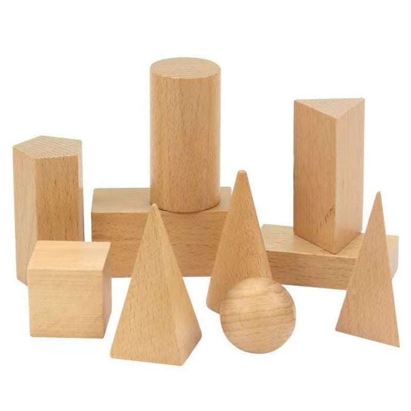 Wooden 3D Geometric Shapes Solid Shapes set of 10