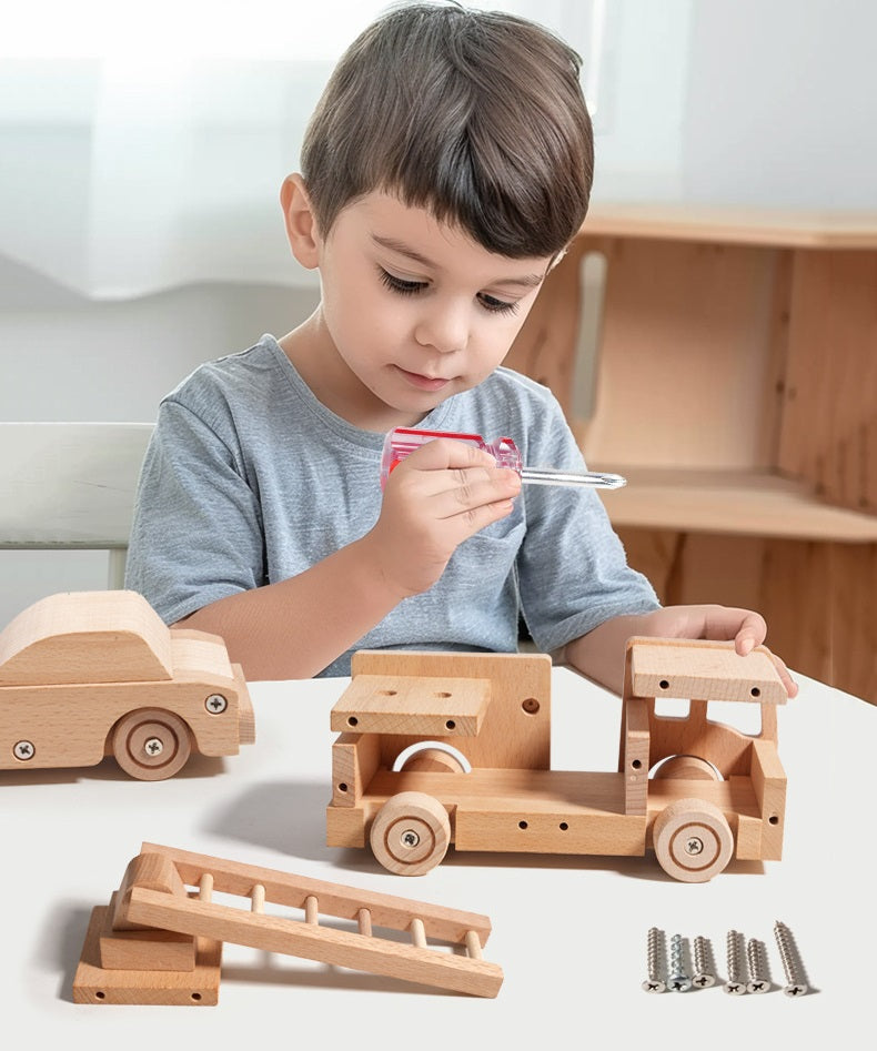 Kids Real Tools Set DIY Build a Wooden Basic Truck Set