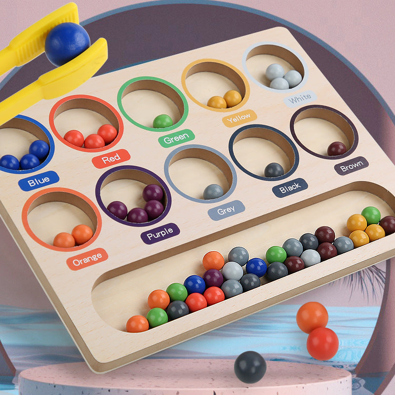 Montessori Colour Beads Sorting Tray Tong Transfer Activity
