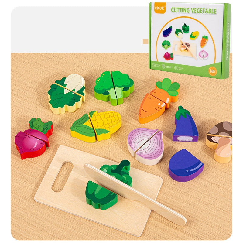 Mini Wooden Velcro Vegetables Cutting Puzzle Cutting Board