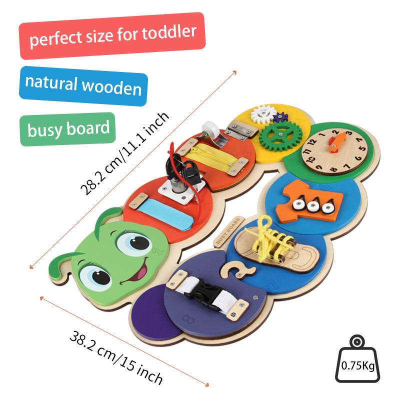 Large Montessori Busy board Busy Board with Latches Doors Cogs Zips Lock Lacing Shoes Montessori practical life Skill Activity Wooden Toy