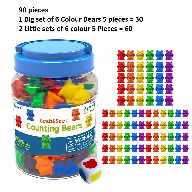 Educational Resources Big and Small Teddy Solids in 6 colours 90 Pieces
