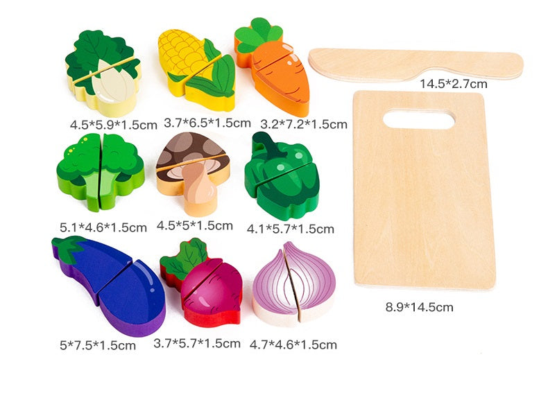 Mini Wooden Velcro Vegetables Cutting Puzzle Cutting Board